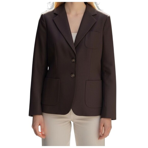 Banana Republic Brown Wool Stretch Two Button Work Career Blazer Jacket Size 6P - Picture 1 of 10